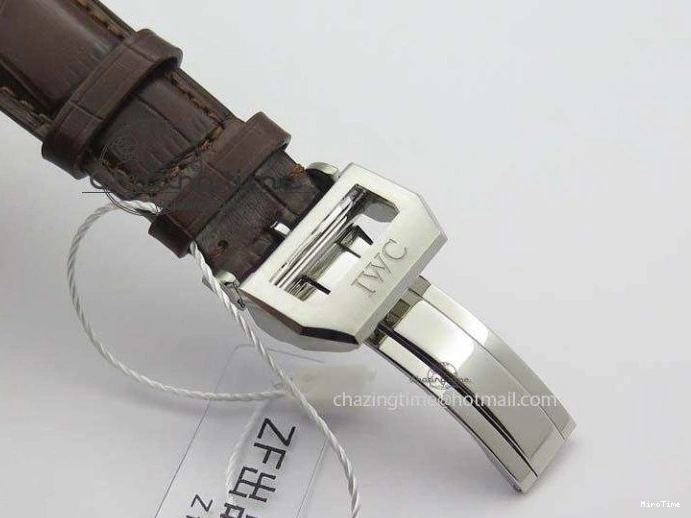 MIROTIME 1219 ModernLook Portuguese IW371445 ZF 1:1 Best Edition SS White Dial Gold Markers On Brown Leather Strap A79350 V 7269